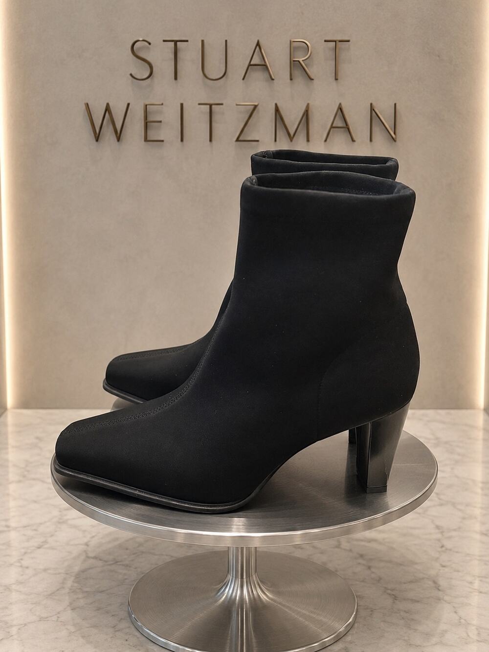 Stuart Weitzman Hitter Black Micro Stretch Ankle Boots Women’s 5.5M